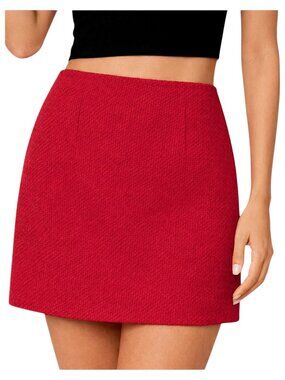 ZARA Red Textured Weave Mini Skirt Low Rise XS